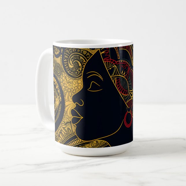 Regal Elegance: African American Queen  Coffee Mug (Front Left)