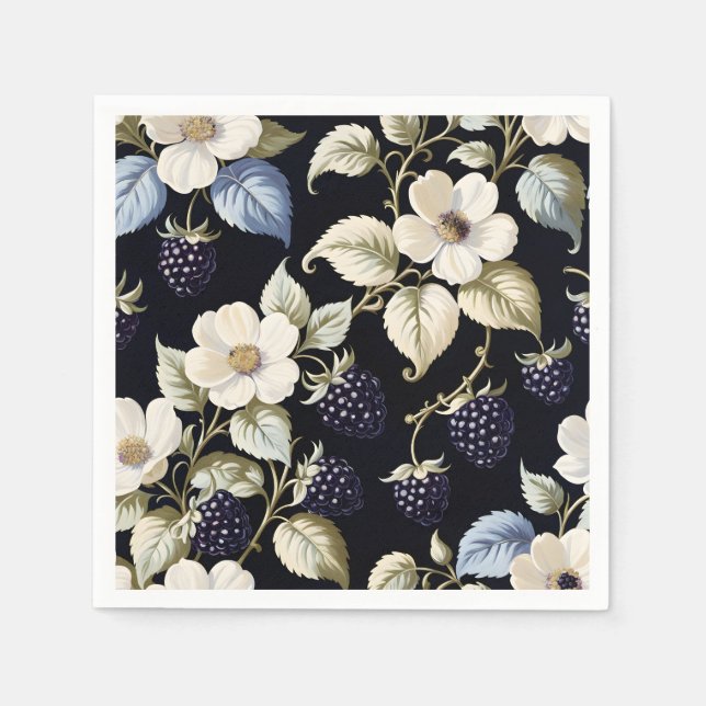 Regal Elegance Blackberry & Blooms Napkin (Front)