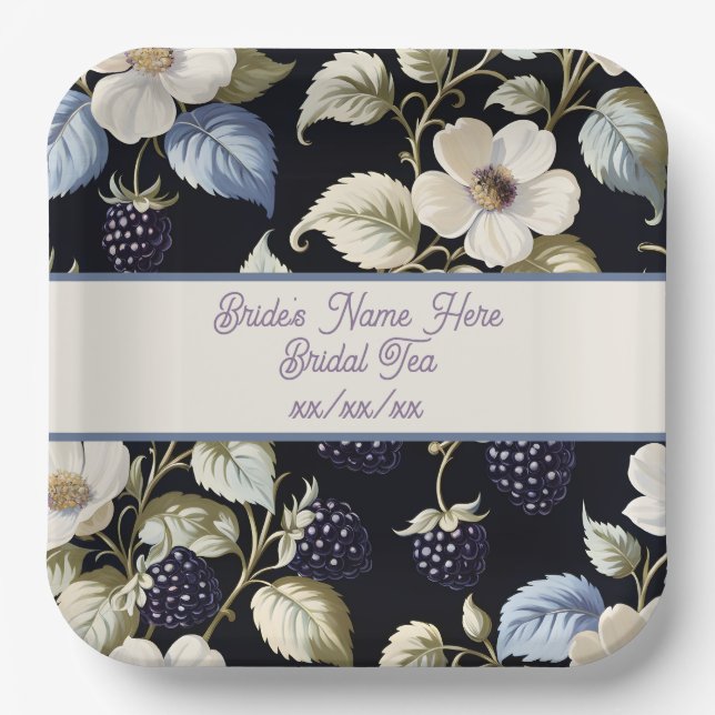 Regal Elegance Blackberry & Blooms Paper Plate (Front)