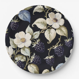 Regal Elegance Blackberry & Blooms Paper Plate