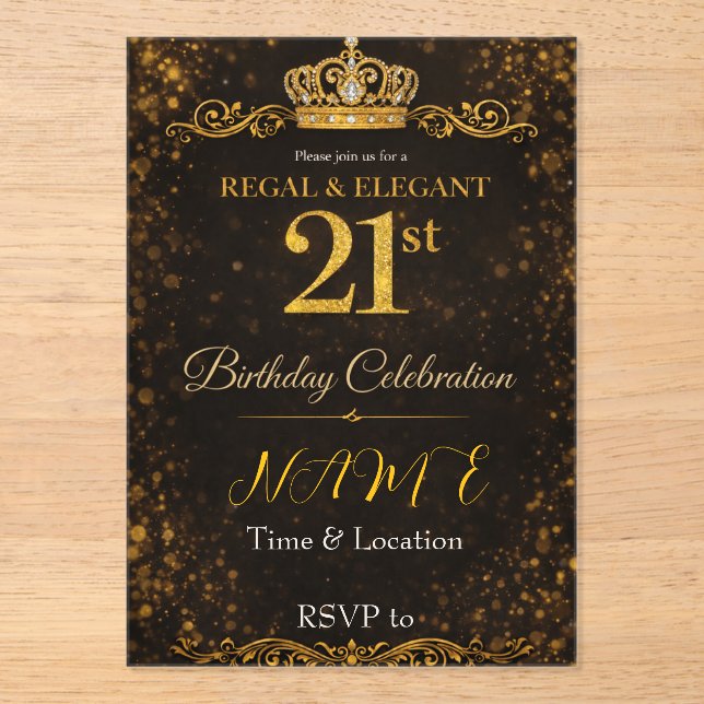 Regal & Elegant 21st Birthday Invitation (Front)