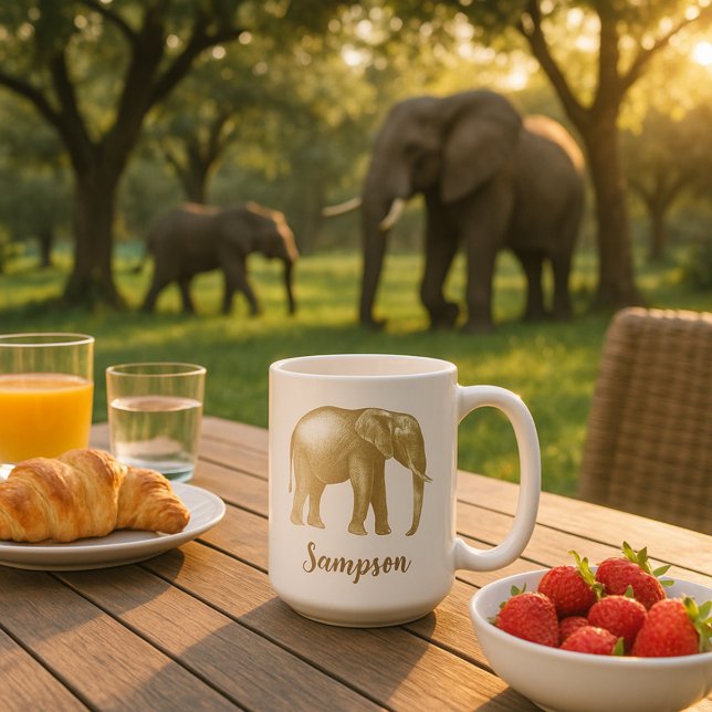 Regal Elephant Gold Stamped Coffee Mug (Creator Uploaded)