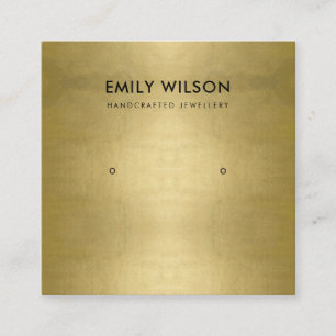 REGAL FAUX GOLD FOIL STUD EARRING DISPLAY LOGO SQUARE BUSINESS CARD