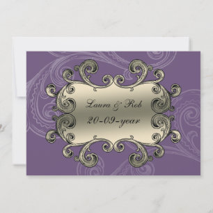 regal flourish purple thank you invitation