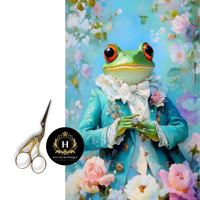 Regal Frog Floral Blue Attire Wedding Decoupage Tissue Paper (Creator Uploaded)