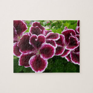 Regal Geranium Flowers Elegant Maroon Floral Lugga Jigsaw Puzzle