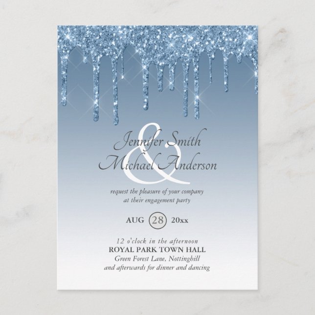 Regal GLITTER Dripping ENGAGEMENT Party Ampersand Postcard (Front)