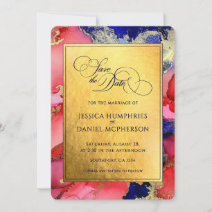 *Regal Gold Abstract Art Wedding Flat Save The Date