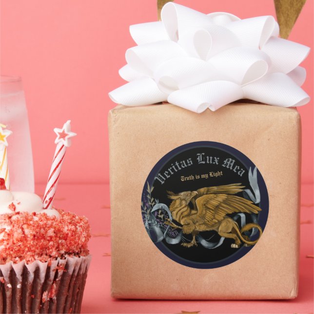 Regal Gold Gryphon Classic Round Sticker (Party)