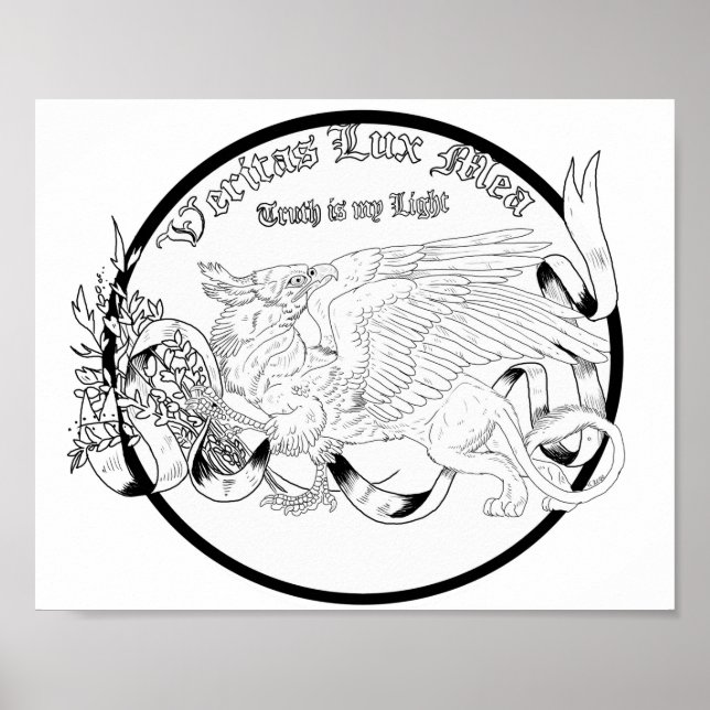 Regal Gold Gryphon Colouring Page  Poster (Front)