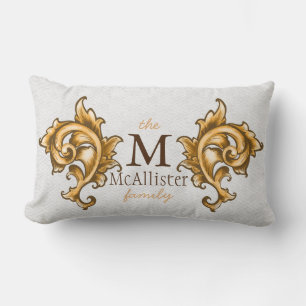 Regal Gold Leaf Laurels Family Name Lumbar Cushion