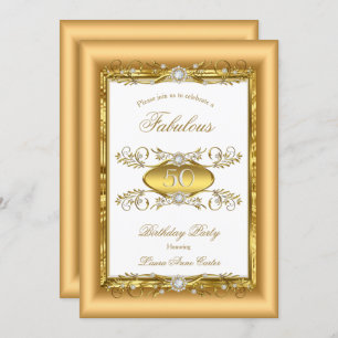 Regal Gold White Diamond Birthday Party Invitation