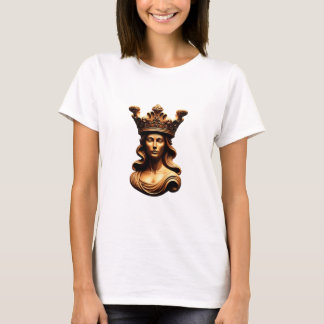 Regal Golden Queen Bust with Ornate Crown T-Shirt