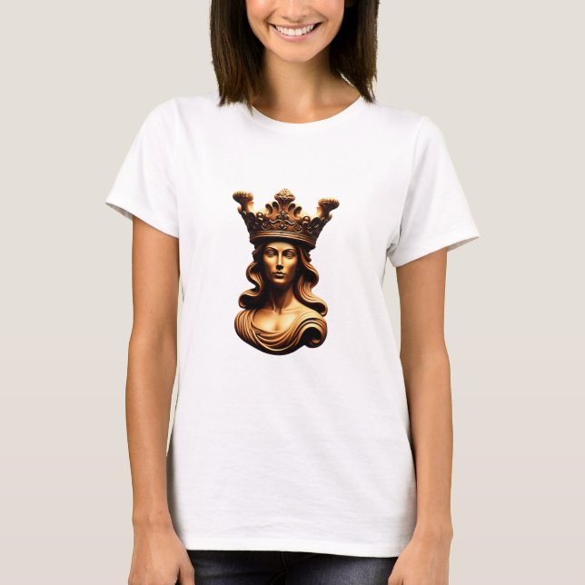 Regal Golden Queen Bust with Ornate Crown T-Shirt (Front)
