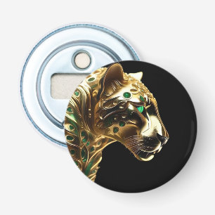 Regal Grace: The Gold Jaguar Adorned with Emeralds Bottle Opener