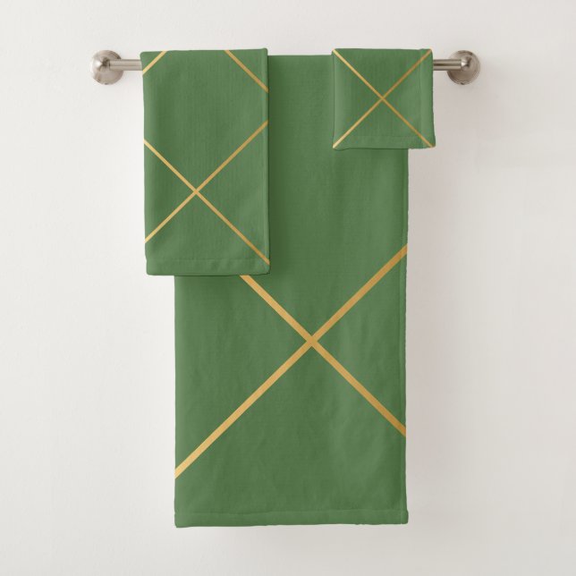 REGAL GREEN GOLD DESIGN  BATH TOWEL SET (Insitu)