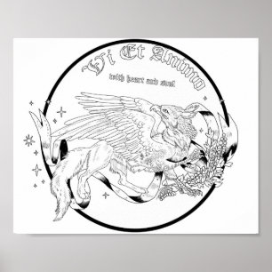 Regal Gryphon Coloring Page  Poster