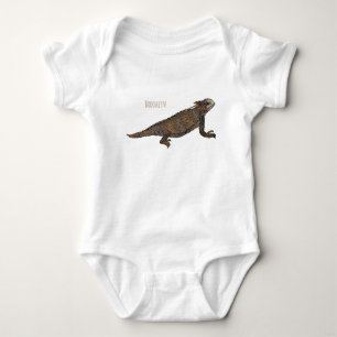Regal horned lizard cartoon illustration baby bodysuit