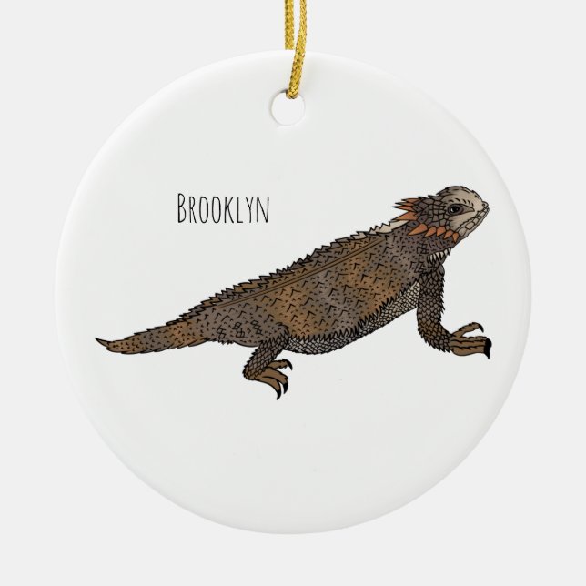 Regal horned lizard cartoon illustration  ceramic ornament (Front)