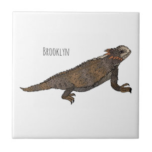 Regal horned lizard cartoon illustration  ceramic tile