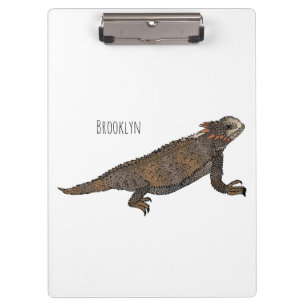Regal horned lizard cartoon illustration  clipboard