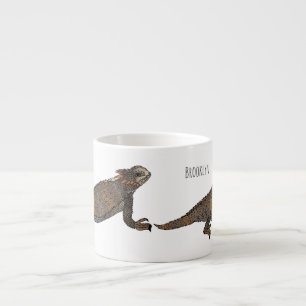 Regal horned lizard cartoon illustration  espresso cup