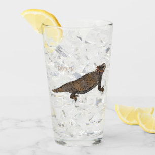 Regal horned lizard cartoon illustration  glass