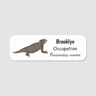 Regal horned lizard cartoon illustration  name tag