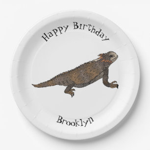 Regal horned lizard cartoon illustration paper plate