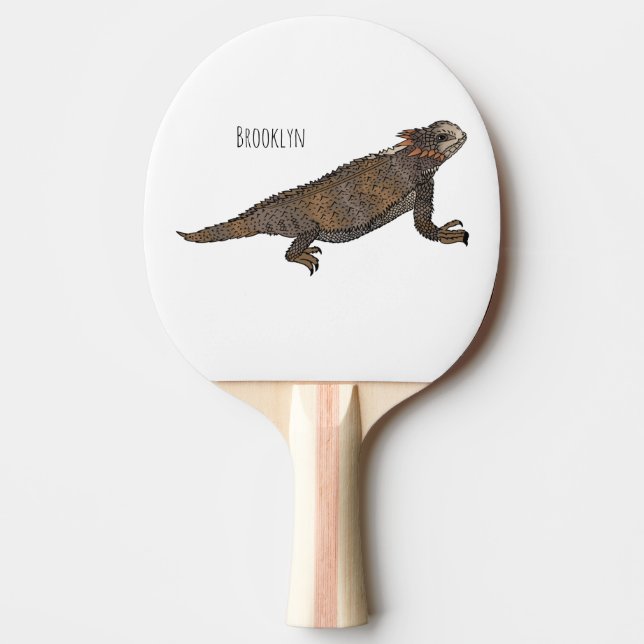 Regal horned lizard cartoon illustration ping pong paddle (Front)
