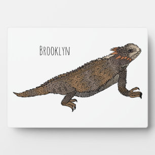 Regal horned lizard cartoon illustration plaque