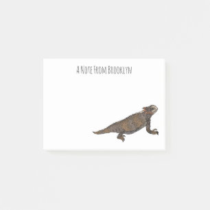 Regal horned lizard cartoon illustration post-it notes