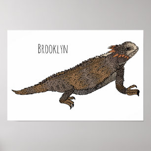 Regal horned lizard cartoon illustration poster