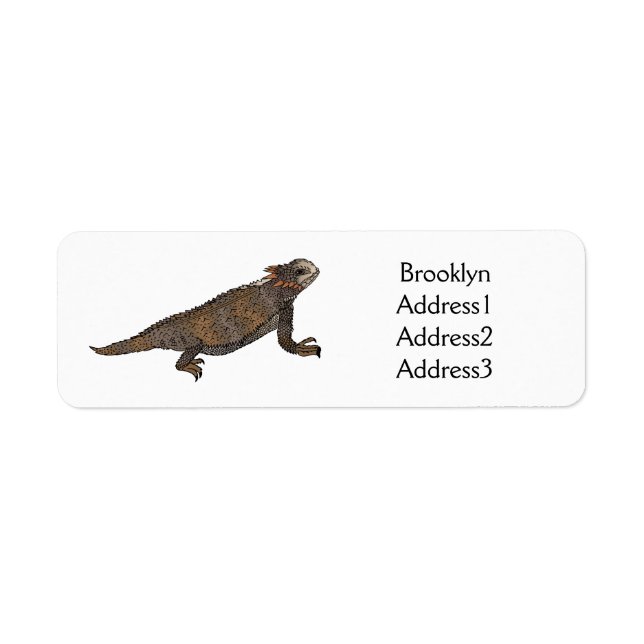 Regal horned lizard cartoon illustration  return address label (Front)
