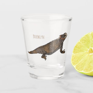 Regal horned lizard cartoon illustration  shot glass