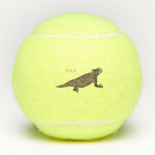 Regal horned lizard cartoon illustration tennis balls