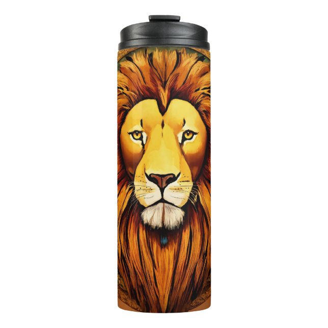 Regal Hydration: Majestic Lion Water Bottle (Front)