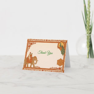 Regal Indian Wedding Thank You Card Saffron&Gold