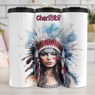 Regal Indigenous Spirit: Feathers & Strength Art Thermal Tumbler