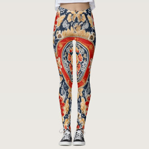Regal Khokhloma: Ornate Floral Medallion Leggings