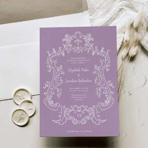 Regal Lavender Purple Baroque Frame Wedding Invitation