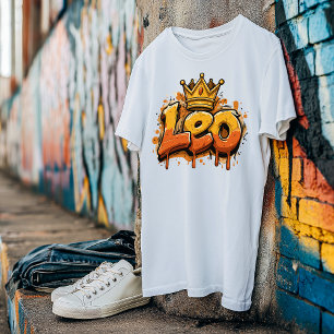 Regal Leo Zodiac Graffiti Airbrush with Crown T-Shirt