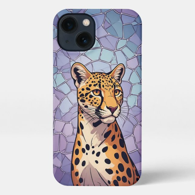 🐆 Regal Leopard Mosaic Luxury Wildlife Art 🐆 iPhone Case (Back)
