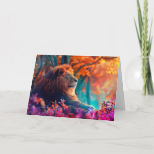 Regal Lion in Enchanted Forest Design Card