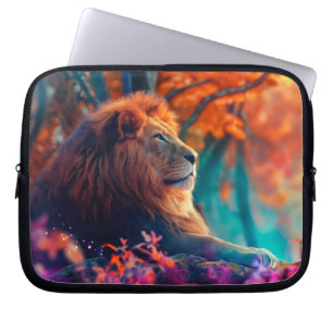 Regal Lion in Enchanted Forest Design Laptop Sleeve