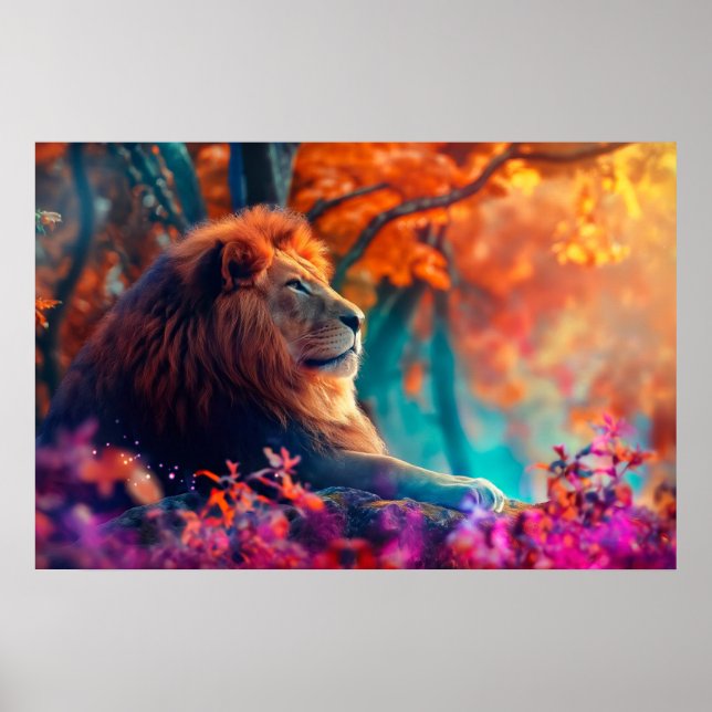 Regal Lion in Enchanted Forest Design Poster (Front)