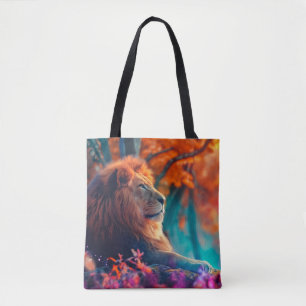 Regal Lion in Enchanted Forest Design Tote Bag
