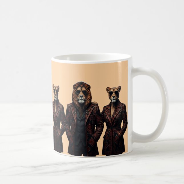 Regal Lion & Lioness Power Couple in Ethnic  Coffee Mug (Right)