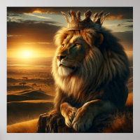 Regal Lion with Crown - Majestic Wildlife Art