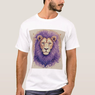 Regal Lion with Purple Mane and Cosmic Accents T-Shirt